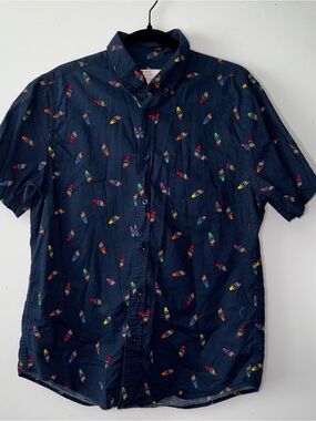 Men's pride Short-Sleeve Button-Up Shirt with Multicolor Print